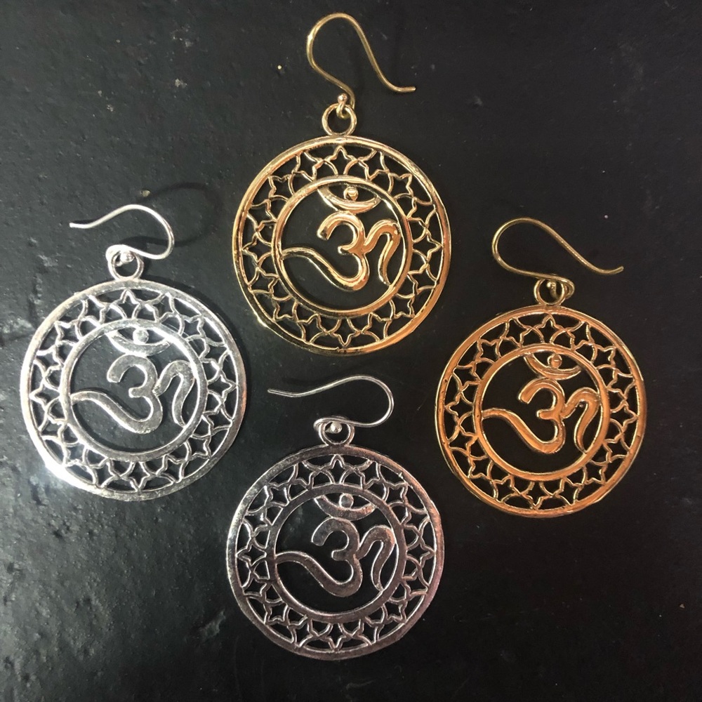 OM Brass Earrings